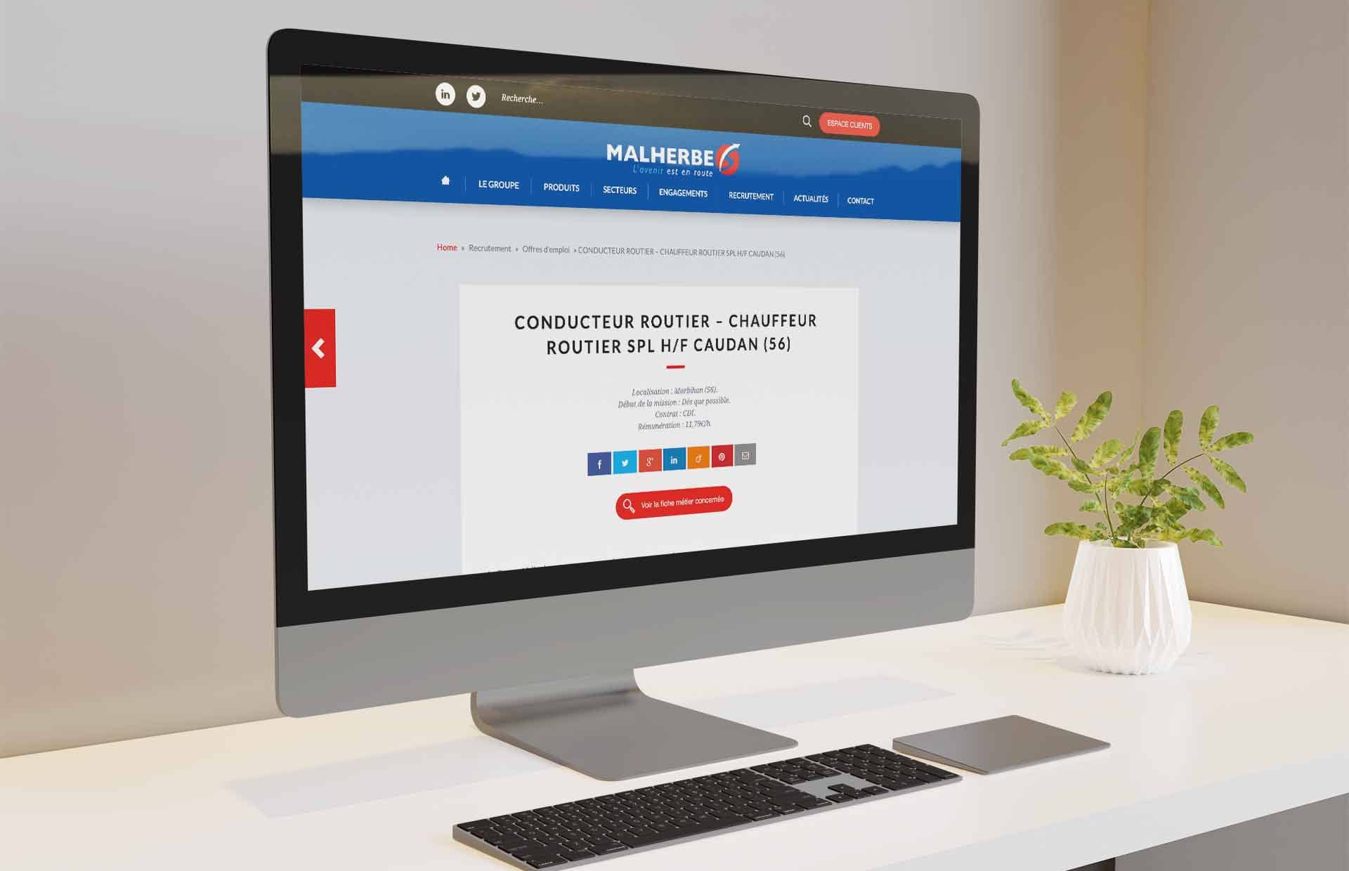 Développement de site internet, maintenance web pour les transports Malherbe à Caen - Capture Communication Agence de communication à Caen